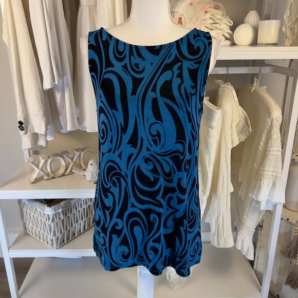 Chico's Tops - Chico's size 1 translates to a size small black & blue sleeveless tunic #2998
